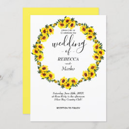 Invitación Hermosos girasoles amarillos en una simple invitac