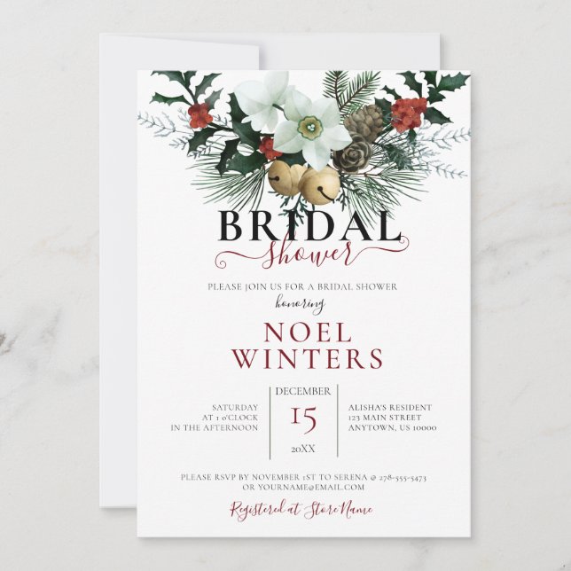 Invitación Hermosos Navidades Floral Wedding Ducha (Anverso)