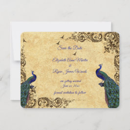 Invitación Hermosos pavos reales guardan la fecha