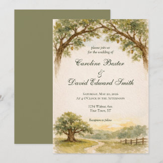 Invitación Hermosos Robles Pintados con Acuarela