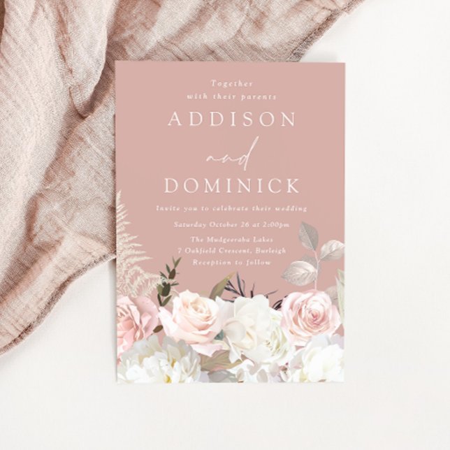 Invitación Hermosos Rosas botánicos Boda de todas las estacio (Subido por el creador)