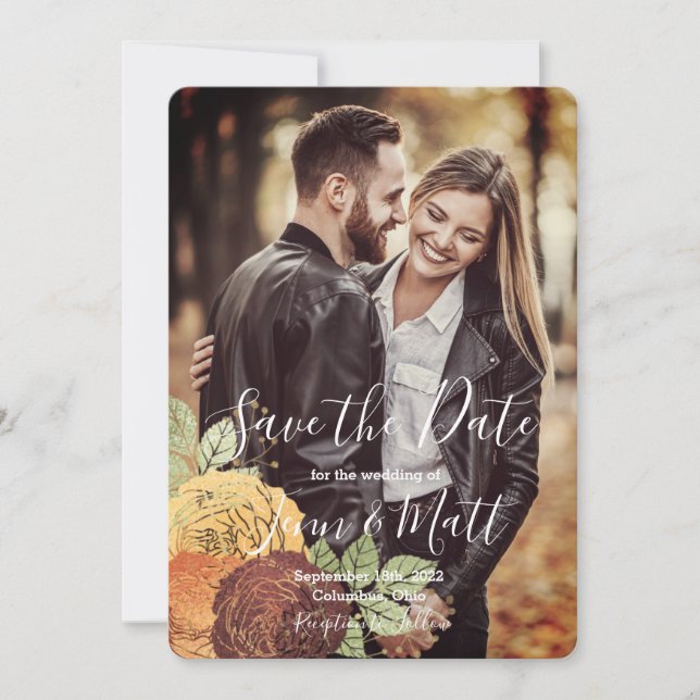 Invitación Hermosos Rosas de otoño - Salven la fecha (Anverso)