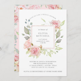 Invitación Hermosos Rosas Elegante ducha de novias con flores