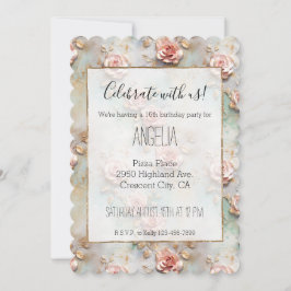 Invitación Hermosos Rosas románticos rosados de Rubor