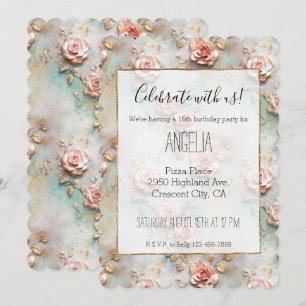 Invitación Hermosos Rosas románticos rosados de Rubor