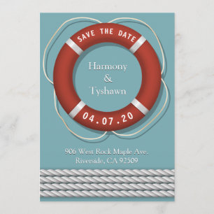 Invitación Hermosos Salvavidas de Estilo Marinero Salvan la F