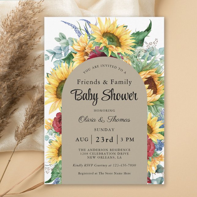 Invitación Hermosos Sunflowers Autumn Floral Baby Shower (Subido por el creador)