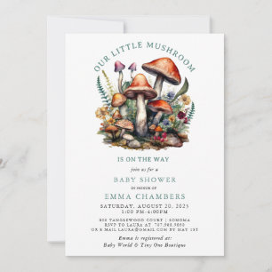 Invitación Hermosos y encantadores hongos Woodland Baby Showe