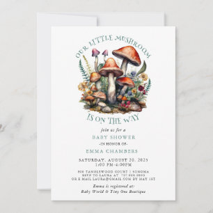 Invitación Hermosos y encantadores hongos Woodland Baby Showe