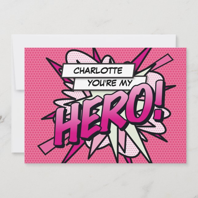 Invitación HERO Diversión Cómic Retro Arte Pop (Anverso)