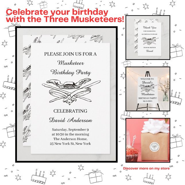 Invitación Héroe de mosqueteros Guay Niños fiesta de cumpleañ (Subido por el creador)
