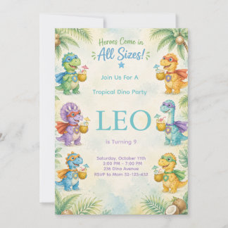 Invitación Heroes Come in All Sizes Dinosaur Birthday