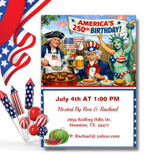 Invitación Héroes de América celebrando la parrillada del 250