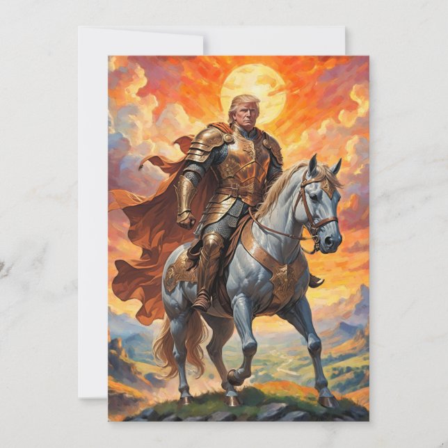 Invitación Heroico guerrero Trump en armería dorada (Anverso)