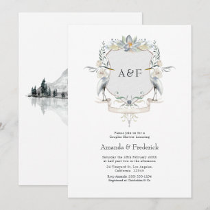 Invitación Heron Crest Elegante Ducha de Boda para Parejas ju