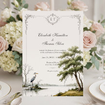 Heron Toile País Francés Monograma Boda