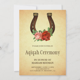 Invitación Herradura Floral Rústica de Campo para Aqiqah