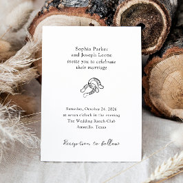 Invitación Herradura mínima | Boda Rústico Blanco y Negro