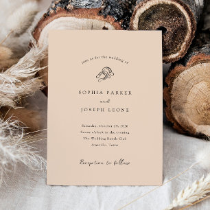 Invitación Herradura minimalista   Boda Neutral Beige