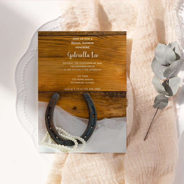 Invitación Herradura, Pearls Barn Wood Western Bridal Shower (Subido por el creador)