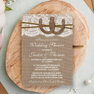 Invitación Herradura Rústica En La Ducha De Burlap Y Boda De