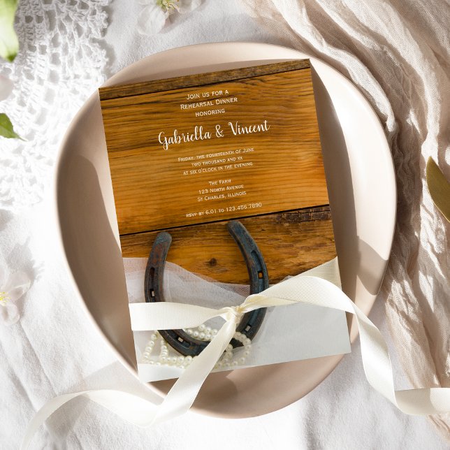 Invitación Herradura y Perlas Corazón de Barn Cena (Subido por el creador)