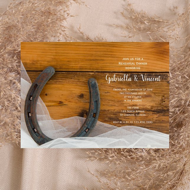 Invitación Herradura y velo Country Barn Ensayo Cena (Subido por el creador)