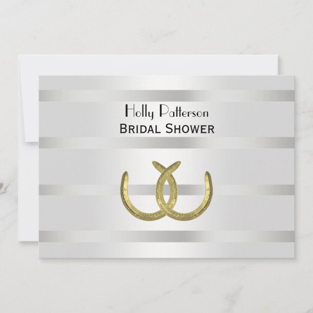 Invitación Herraduras de oro rústico plateado qué H ducha de  (Anverso)