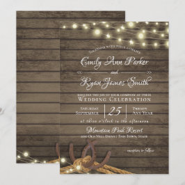 Invitación Herraduras Rústicas y Madera y Luces Rope Barn