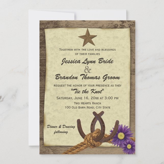 Invitación Herraduras y Bodas de Madera de Barn (Anverso)