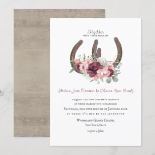 Invitación Herraduras y flores rusticas Invita rosadas de Bor