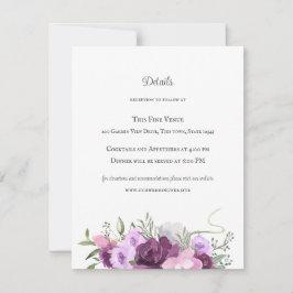 Invitación Herraduras y flores rusticas moradas