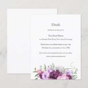 Invitación Herraduras y flores rusticas moradas