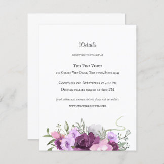 Invitación Herraduras y flores rusticas moradas