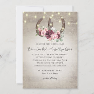 Invitación Herraduras y luces Madera de grano floral