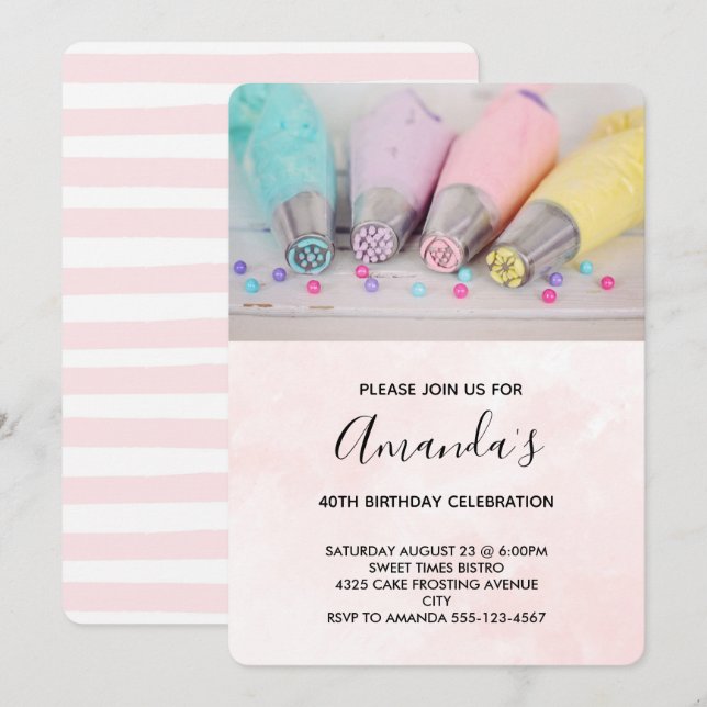 Invitación Herramientas de decoración de pasteles de color pa (Anverso / Reverso)
