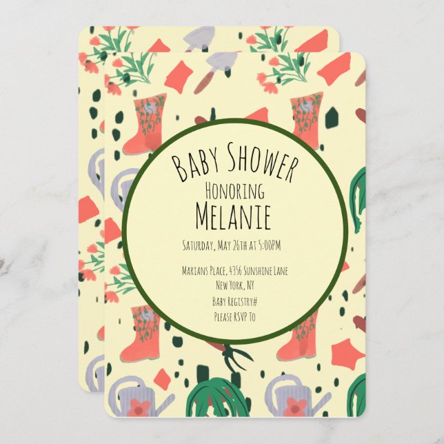 Invitación Herramientas de jardín floral de primavera Pot Bab (Anverso / Reverso)