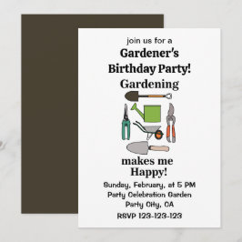 Invitación Herramientas de jardinería Jardinería Fiesta de cu
