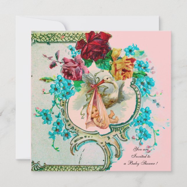 INVITACIÓN HERRAMIENTAS DE NIÑAS/ROSAS DE PINK Y FLUJO AZUL (Anverso)