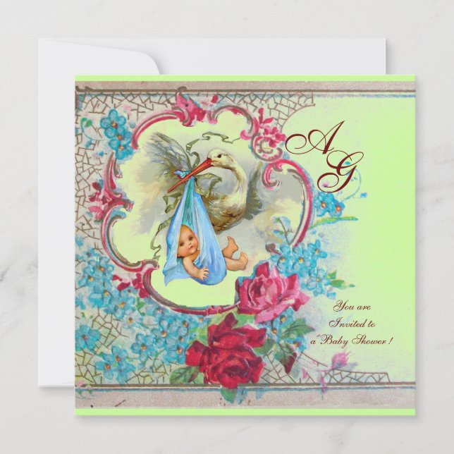 INVITACIÓN HERRAMIENTAS DE NIÑOS CON ROSAS Y FLORES AZULES (Anverso)
