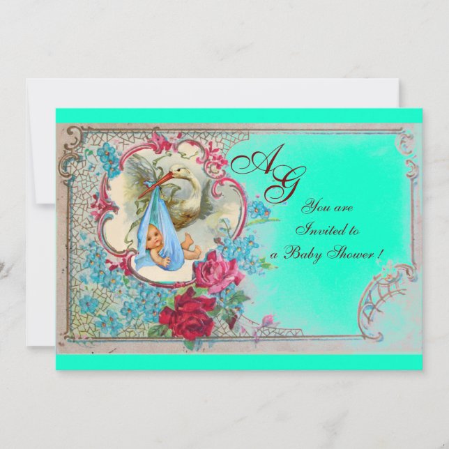 INVITACIÓN HERRAMIENTAS DE NIÑOS CON ROSAS Y FLORES AZULES (Anverso)