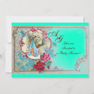 INVITACIÓN HERRAMIENTAS DE NIÑOS CON ROSAS Y FLORES AZULES