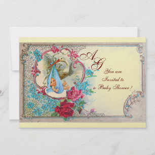 INVITACIÓN HERRAMIENTAS DE NIÑOS CON ROSAS Y FLORES AZULES