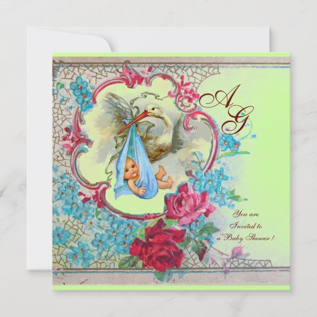 INVITACIÓN HERRAMIENTAS DE NIÑOS CON ROSAS Y FLORES AZULES (Anverso)