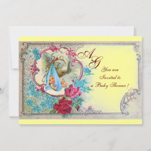 INVITACIÓN HERRAMIENTAS DE NIÑOS CON ROSAS Y FLORES AZULES