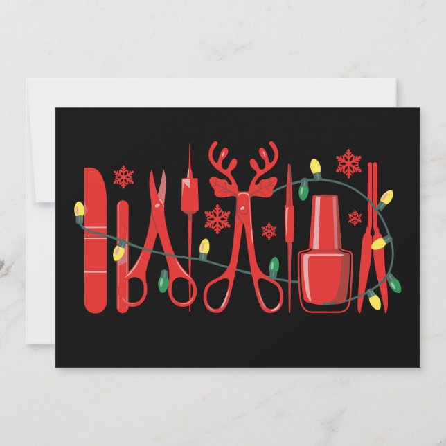 Invitación Herramientas de tecnología de uñas de Navidad Luce (Anverso)