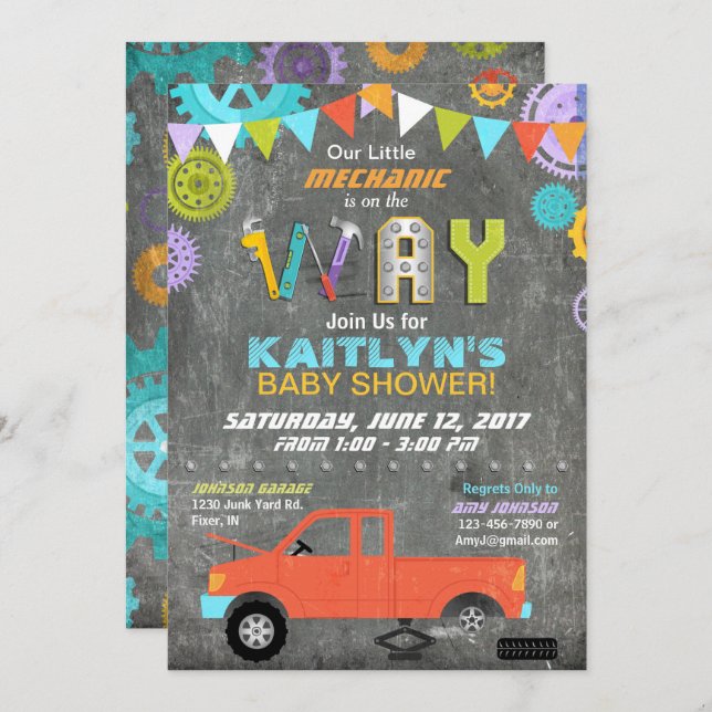 Invitación Herramientas para engranajes mecánicos del coche C (Anverso / Reverso)
