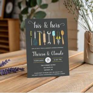 Invitación Herramientas y aparatos para él y ella, regalos de
