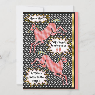 Invitación Herringbone Ponies (Fiesta de Cumpleaños Personali