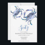 Invitación Hervidad de cangrejo azul 60 cumpleaños | código Q<br><div class="desc">Invitación a 60 cumpleaños - Moda digital y de playa 🦀 celebrar 60 años con estilo con esta invitación moderna y mínima de 60 años, que incluye un diseño de cangrejo color azul acuático para una celebración de cumpleaños en la playa de moda. 🌊 Coastal & Elegant - Un tema...</div>